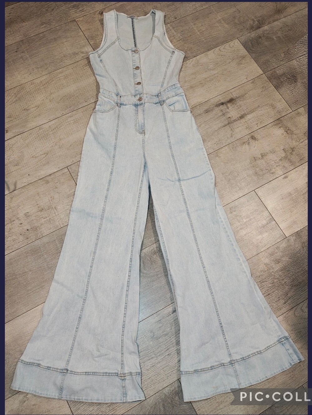 🔥Y2K Wisteria Lane Wide Leg 70s Inspired Denim Jumpsuit Statement Piece🔥